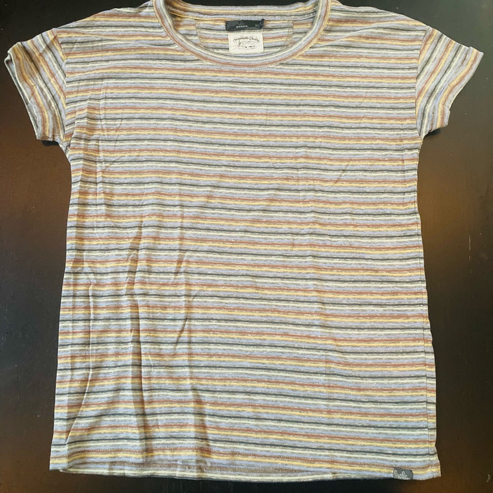 Prana Striped Short Sleeve Linen T-Shirt